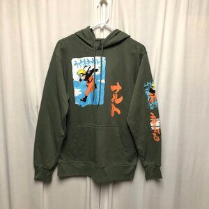 Naruto Shippuden Collection Green Hoodie Mens Size Medium 38-40 Anime Graphic